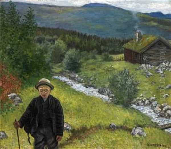 Farvel Da, Mor Oil Painting by Theodor Kittelsen