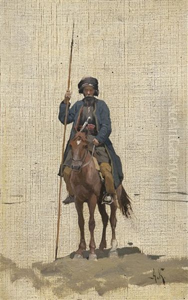 Kaukasischer Reiter Oil Painting by Aleksei Kiwschenko