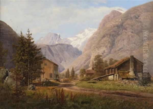 Skysstasjon, Fra Telemarken Oil Painting by Anton Edvard Kjeldrup