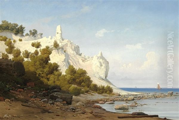 View Of The Cliffs Of Mon Oil Painting by Anton Edvard Kjeldrup