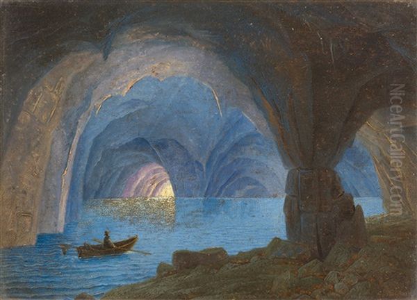 Die Blaue Grotte Auf Capri Oil Painting by Anton Edvard Kjeldrup