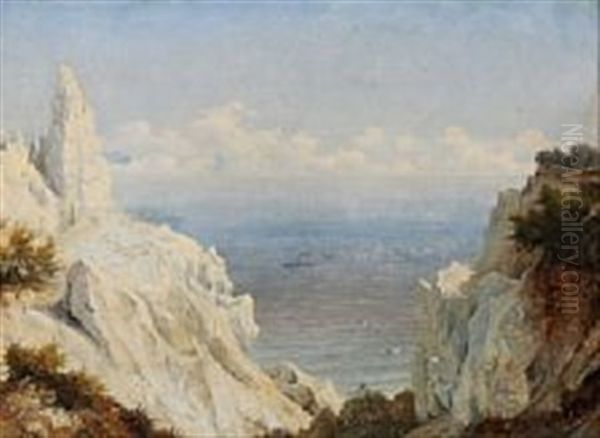 Danish Coastal Scene From Mons Klint Oil Painting by Anton Edvard Kjeldrup