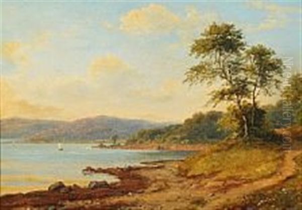 Southern Coast Scenery Oil Painting by Anton Edvard Kjeldrup