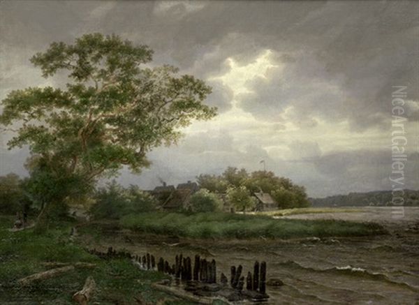 Unwetter Auf Dem Land Oil Painting by Anton Edvard Kjeldrup