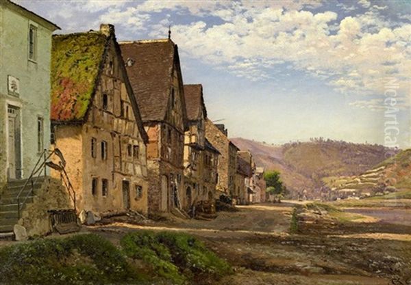 Stadtchen An Der Mosel (niederfell?) Oil Painting by Anton Edvard Kjeldrup