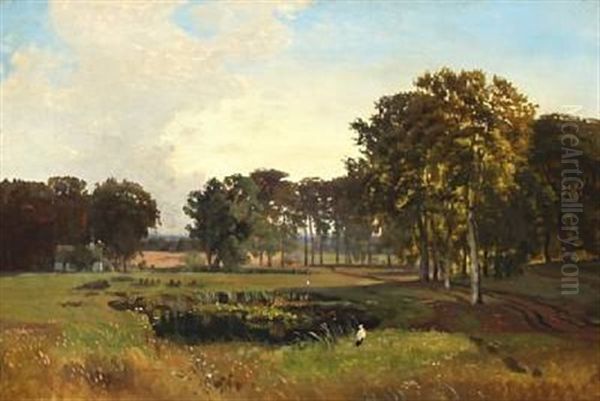 Summer Landscape Oil Painting by Anton Edvard Kjeldrup