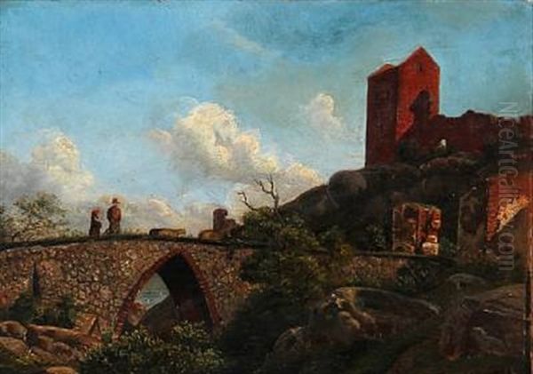 Summer Day At Hammerhus On Bornholm Oil Painting by Anton Edvard Kjeldrup