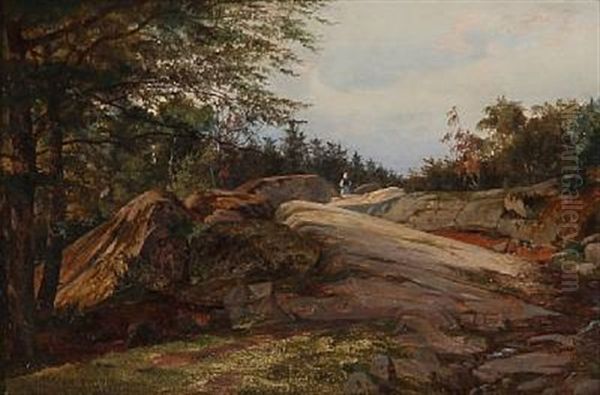 A Hilly And Rocky Landscape Oil Painting by Anton Edvard Kjeldrup