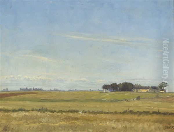 Spring Skies On East Jutland, Denmark Oil Painting by Anton Edvard Kjeldrup