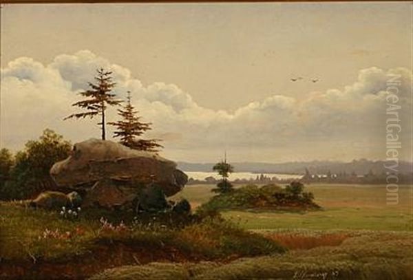 Landscape With A Dolmen Oil Painting by Anton Edvard Kjeldrup