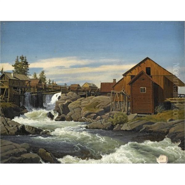 Fra Honefoss-from Honefoss Oil Painting by Anton Edvard Kjeldrup