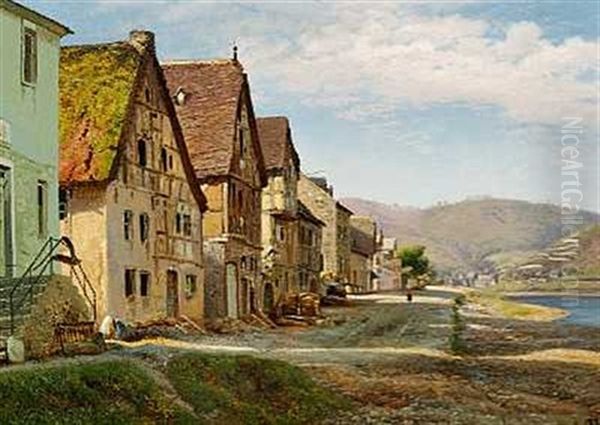 Niederfeldt Ved Mosel Oil Painting by Anton Edvard Kjeldrup