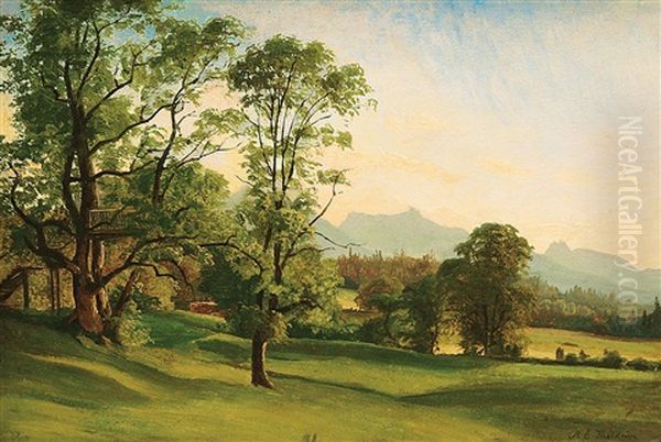 Landschaft In Sudtirol Oil Painting by Anton Edvard Kjeldrup