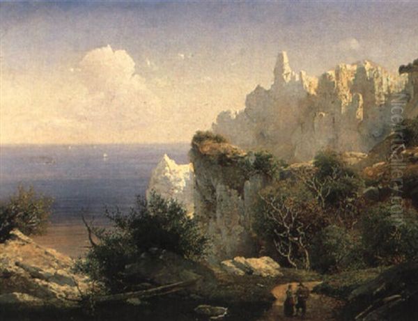 Landskap Med M+ns Klint Oil Painting by Anton Edvard Kjeldrup