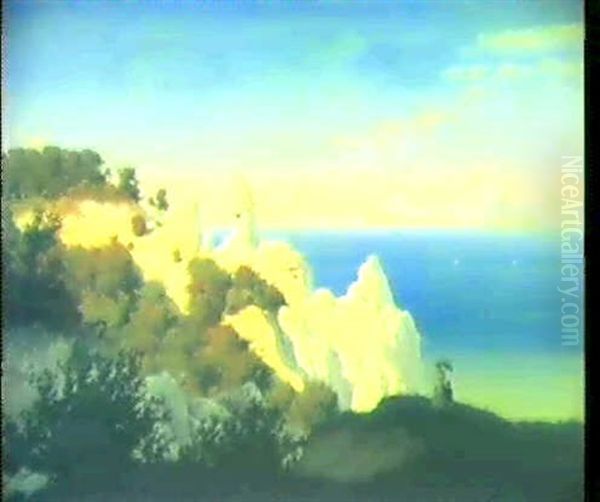 Die Kreidefelsen Auf Rugen. Oil Painting by Anton Edvard Kjeldrup