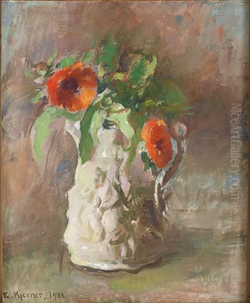 Stilleben Med Ringblommor I Tillbringare Oil Painting by Esther Kjerner