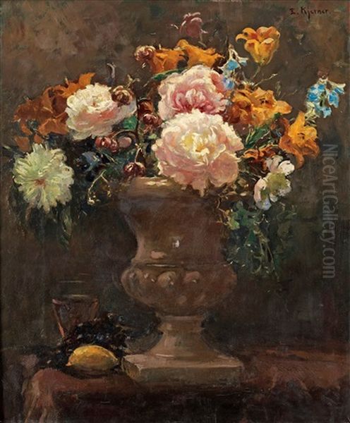 Urna Med Blommor Oil Painting by Esther Kjerner