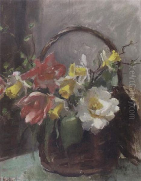 Stilleben Med Blommor Oil Painting by Esther Kjerner