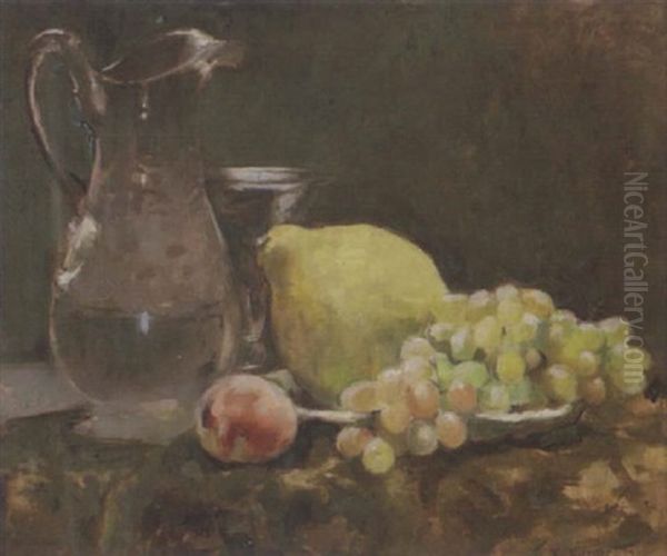 Stilleben Med Vinkanna Och Frukter Oil Painting by Esther Kjerner