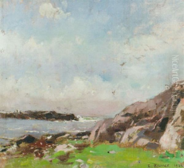 Klippor Vid Hallands Kust Oil Painting by Esther Kjerner