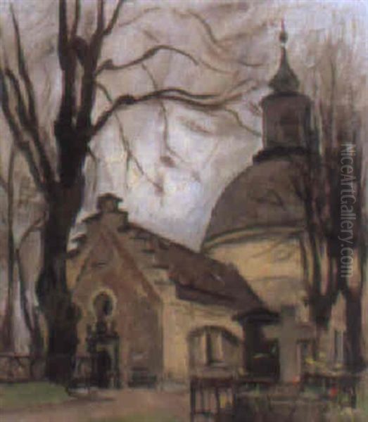 Senhost Vid Solna Kyrka Oil Painting by Esther Kjerner