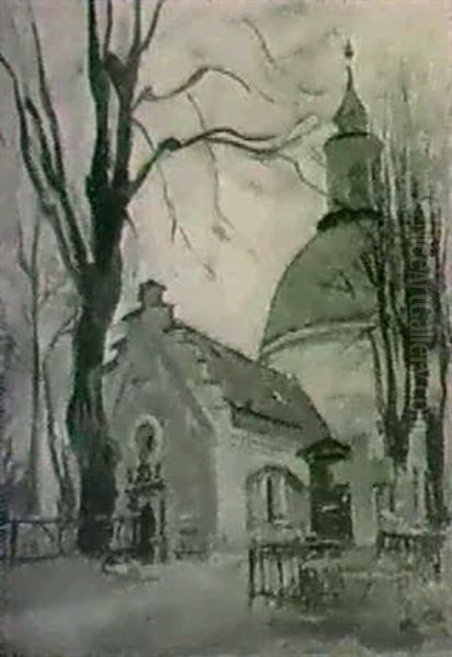 Senhost Vid Solna Kyrka Oil Painting by Esther Kjerner