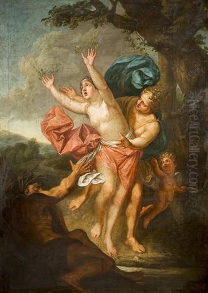 Apollo And Daphne Oil Painting by Carl Christian Klass