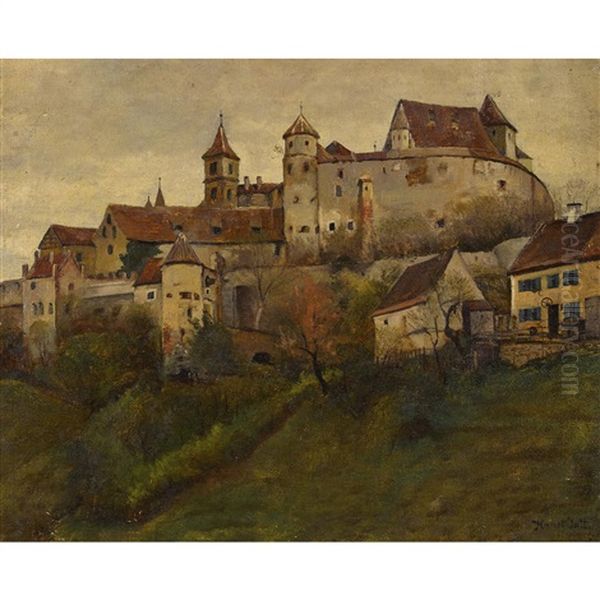 Burg Harburg In Schwaben Oil Painting by Hans (Johann) Klatt