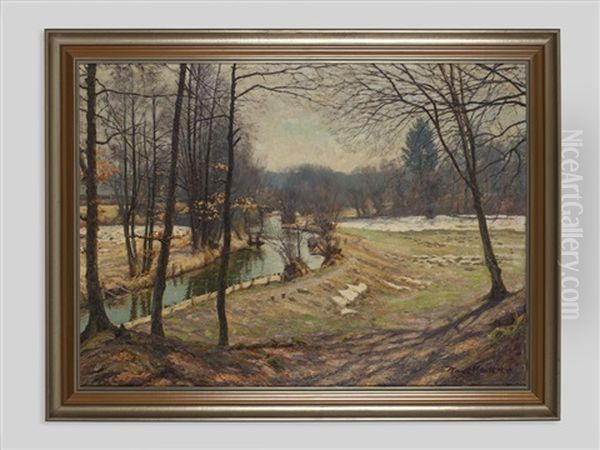 Early Spring At The Wurm Oil Painting by Hans (Johann) Klatt