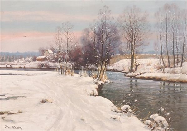 Winter An Der Wurm Oil Painting by Hans (Johann) Klatt