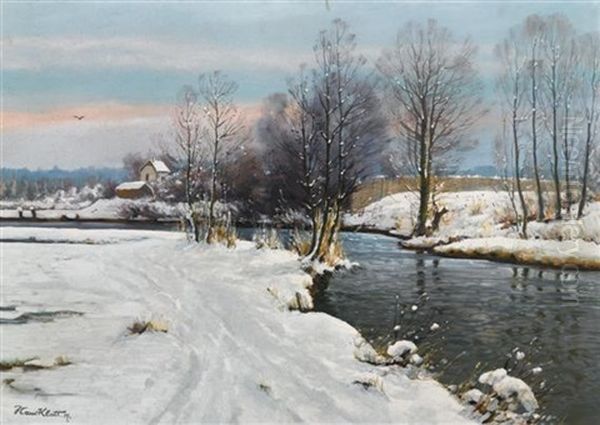 Schneelandschaft Oil Painting by Hans (Johann) Klatt