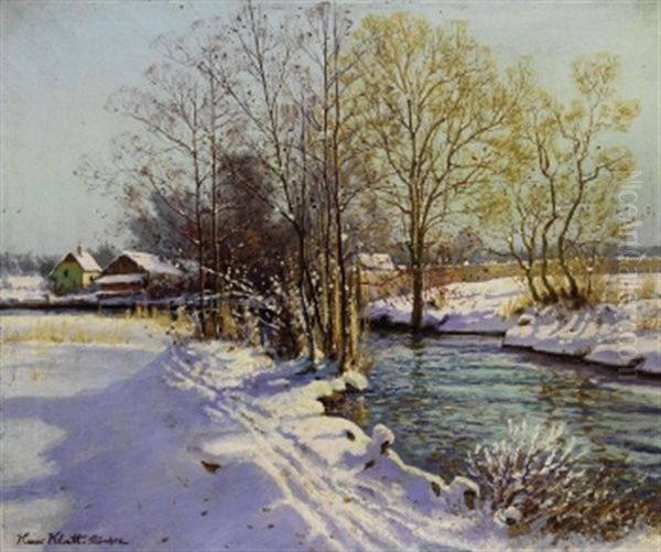 Sonniger Wintertag An Der Wurm Oil Painting by Hans (Johann) Klatt