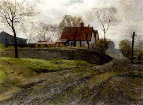 Dorf Im Fruhling Oil Painting by Hans (Johann) Klatt