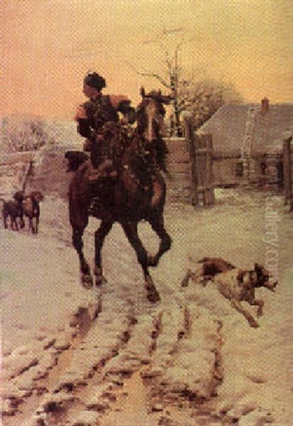 The Cossack Oil Painting by Bohdan von Kleczynski