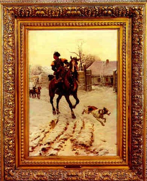 The Cossack Oil Painting by Bohdan von Kleczynski