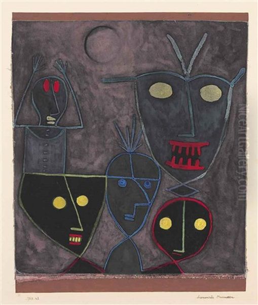 Daemonische Marionetten Oil Painting by Paul Klee