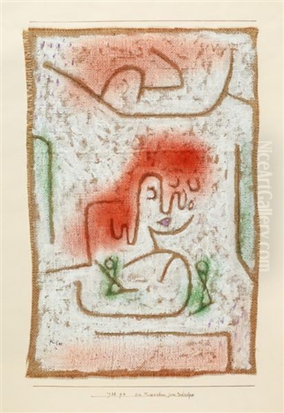 Ein Maedchen, Zwei Schnapse Oil Painting by Paul Klee