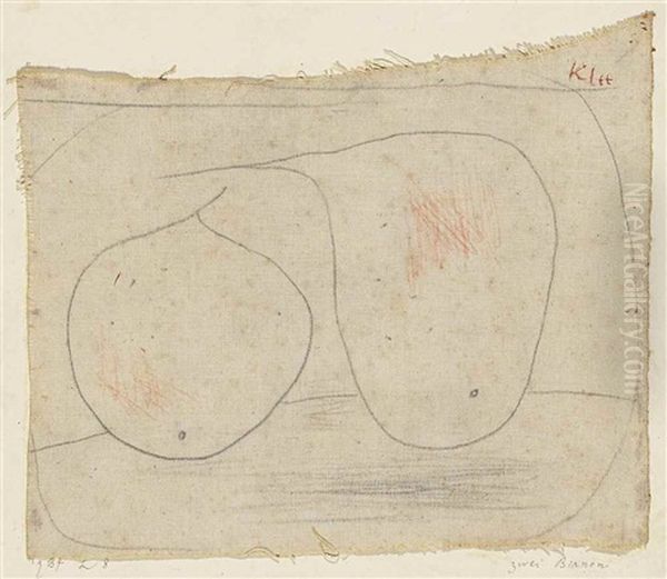 Zwei Birnen (two Pears) Oil Painting by Paul Klee