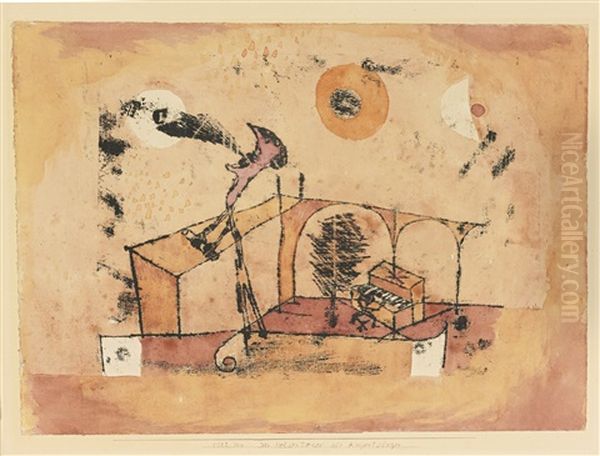 Der Heldentenor Als Konzertsanger (the Heroic Tenor As A Concert Singer) Oil Painting by Paul Klee