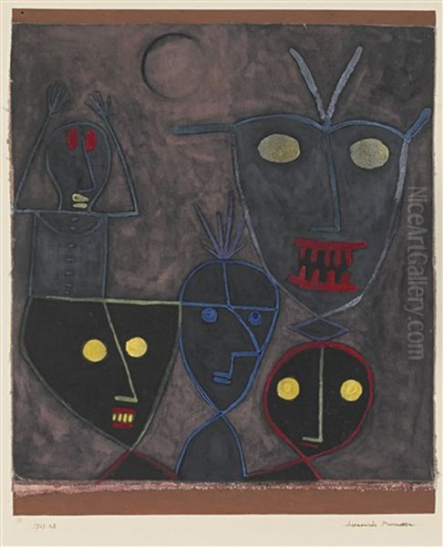 Daemonische Marionetten (demonic Puppets) Oil Painting by Paul Klee