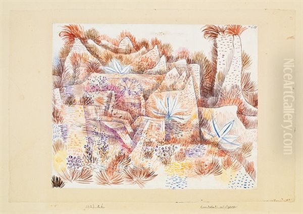 Landschaft Mit Agaven Oil Painting by Paul Klee