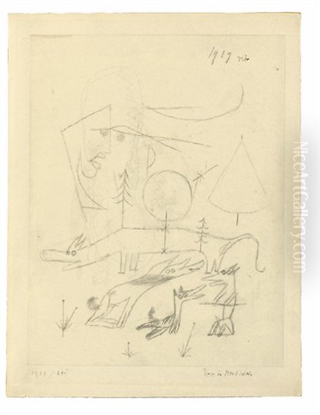 Tiere Im Mondschein by Paul Klee