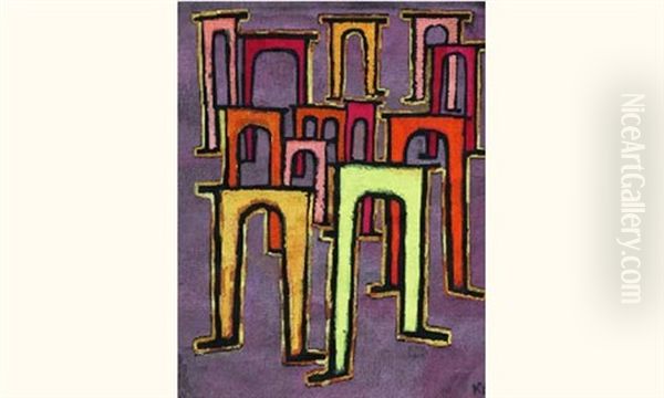 La Revolution Du Viaduc Oil Painting by Paul Klee