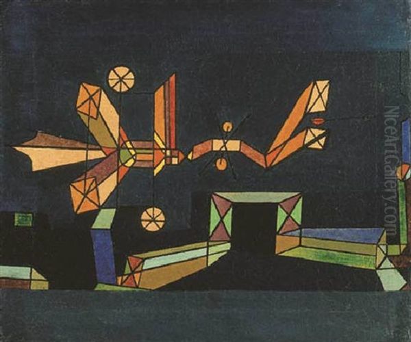 Ankunft Des Luftdrachen Oil Painting by Paul Klee