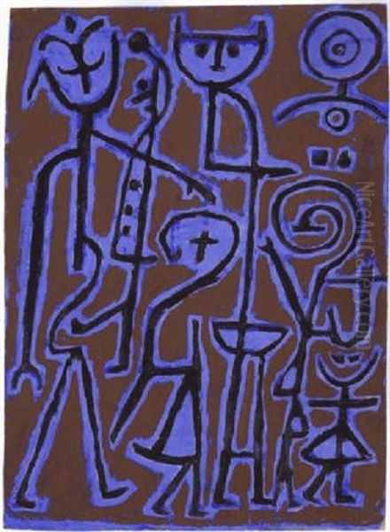 Masken Im Zwielicht Oil Painting by Paul Klee