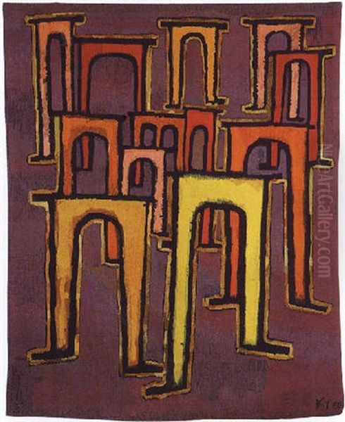 La Revolution Du Viaduc Oil Painting by Paul Klee