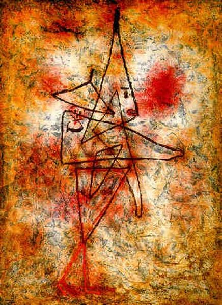 Clown Mit Kind (clown With Child) Oil Painting by Paul Klee