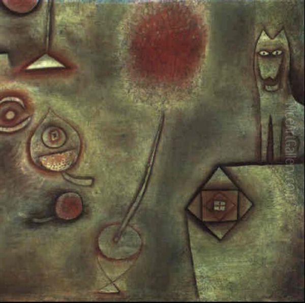 Stilleven Mit Tierstatuette Oil Painting by Paul Klee