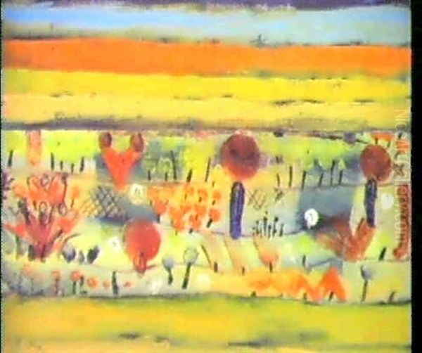 Garten In Der Ebene. I Oil Painting by Paul Klee