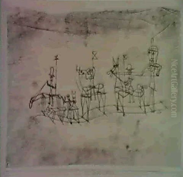 Festzug Auf Schienen Oil Painting by Paul Klee